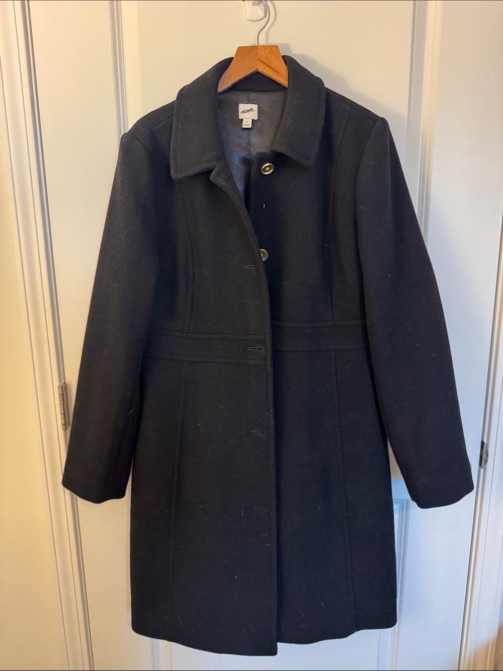 J. Crew Black Wool Blend Single-Breasted Pea Coat